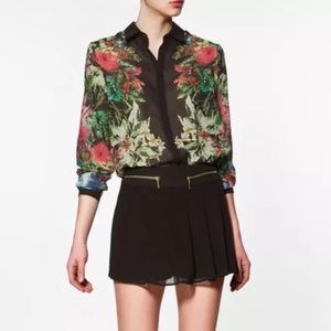 Zara Floral Crepe Blouse